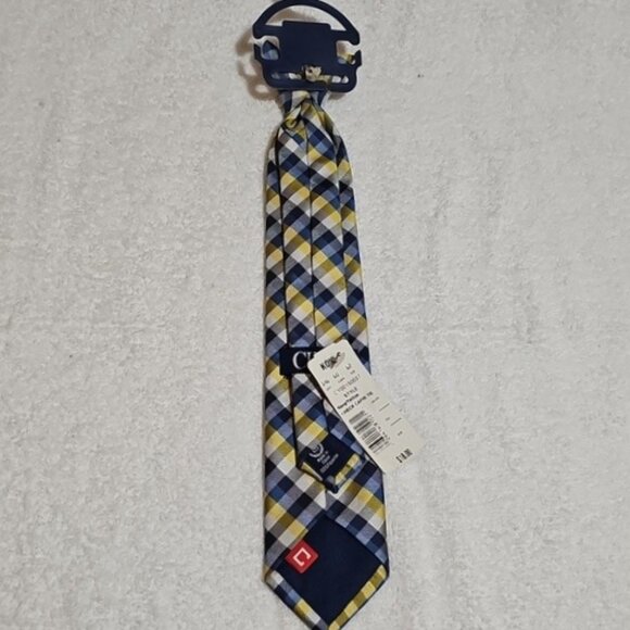 Chaps Boys Blue Yellow Patterned Clip Necktie New - Picture 2 of 11